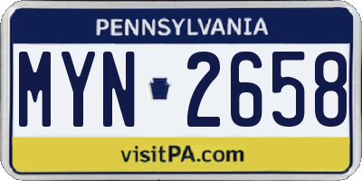 PA license plate MYN2658