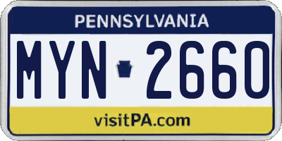 PA license plate MYN2660