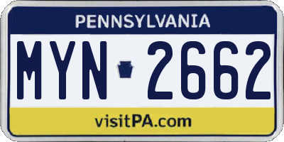 PA license plate MYN2662