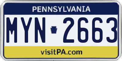 PA license plate MYN2663