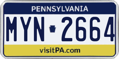 PA license plate MYN2664