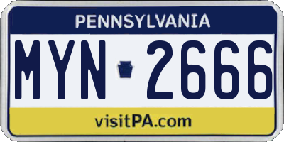 PA license plate MYN2666