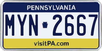PA license plate MYN2667