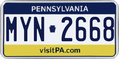 PA license plate MYN2668