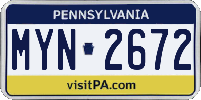 PA license plate MYN2672
