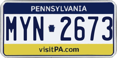 PA license plate MYN2673