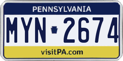 PA license plate MYN2674