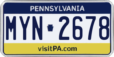 PA license plate MYN2678