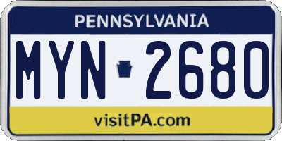 PA license plate MYN2680