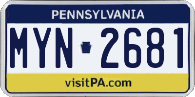 PA license plate MYN2681