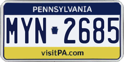 PA license plate MYN2685