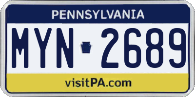 PA license plate MYN2689