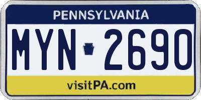 PA license plate MYN2690