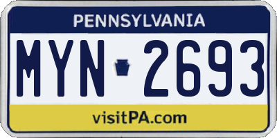 PA license plate MYN2693