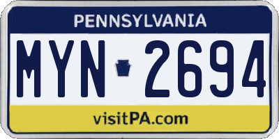 PA license plate MYN2694