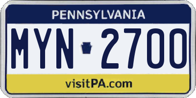 PA license plate MYN2700