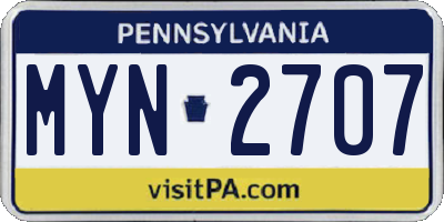 PA license plate MYN2707