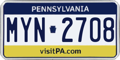 PA license plate MYN2708