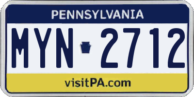 PA license plate MYN2712