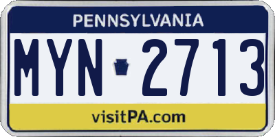 PA license plate MYN2713