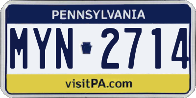 PA license plate MYN2714