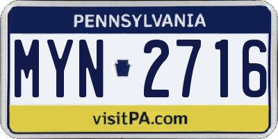 PA license plate MYN2716
