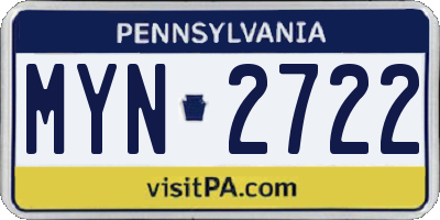 PA license plate MYN2722