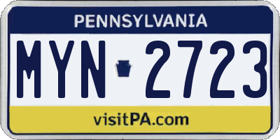 PA license plate MYN2723