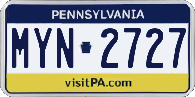 PA license plate MYN2727