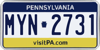 PA license plate MYN2731