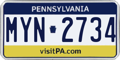 PA license plate MYN2734