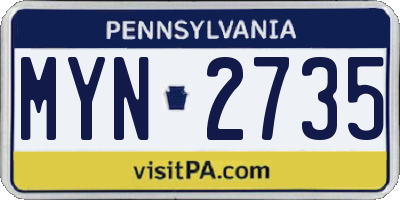 PA license plate MYN2735