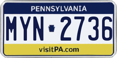 PA license plate MYN2736