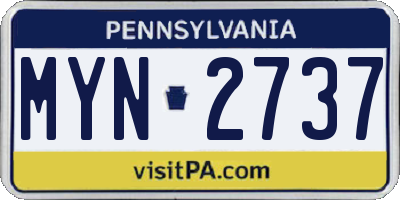 PA license plate MYN2737