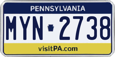 PA license plate MYN2738