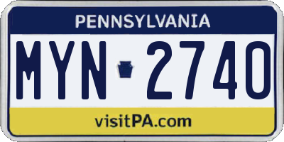 PA license plate MYN2740