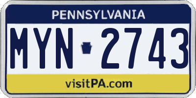 PA license plate MYN2743
