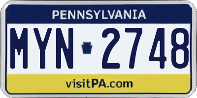PA license plate MYN2748