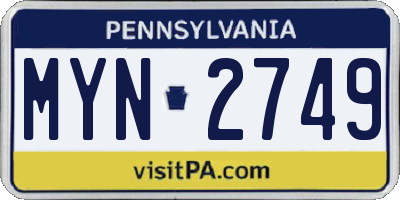PA license plate MYN2749