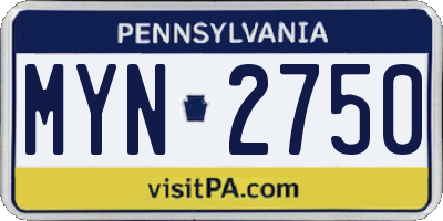 PA license plate MYN2750