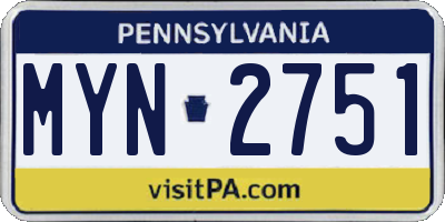 PA license plate MYN2751