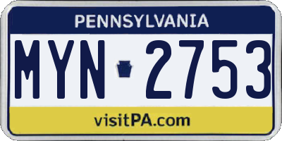 PA license plate MYN2753