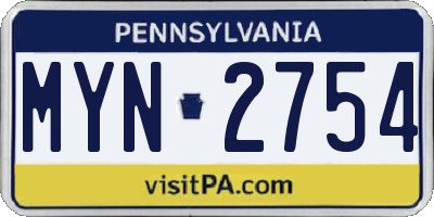 PA license plate MYN2754