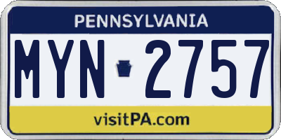 PA license plate MYN2757