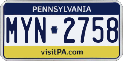 PA license plate MYN2758