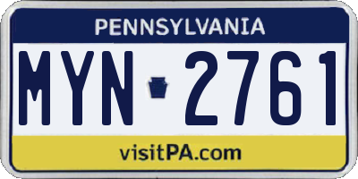 PA license plate MYN2761