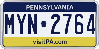 PA license plate MYN2764