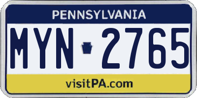 PA license plate MYN2765