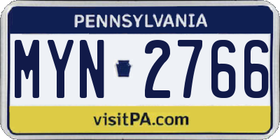 PA license plate MYN2766