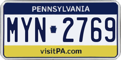 PA license plate MYN2769